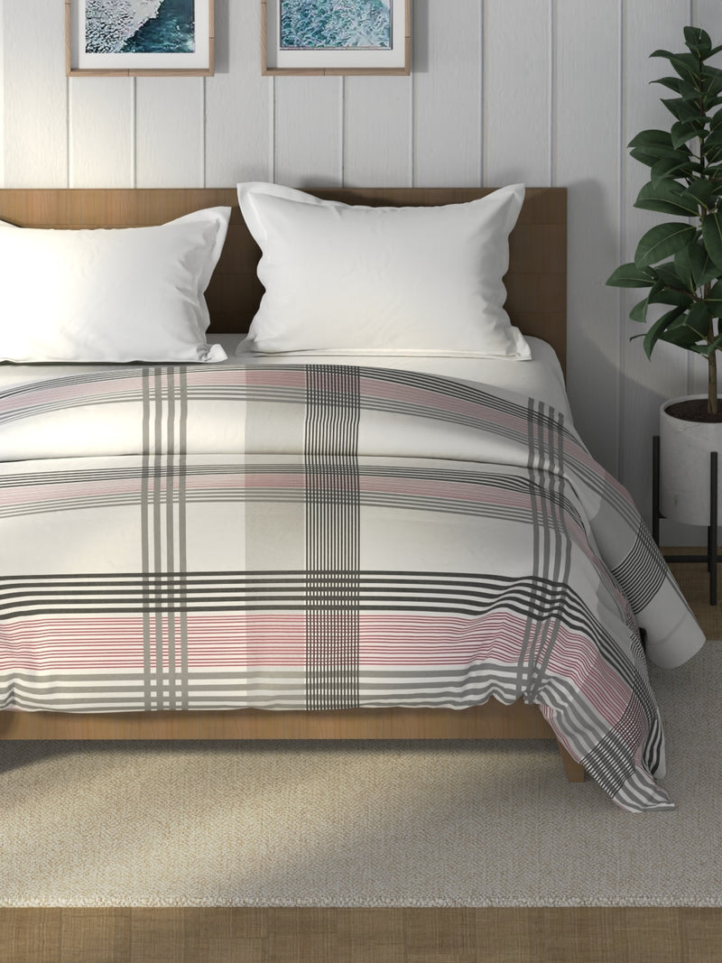 Super Soft 100% Cotton Fabric Comforter For All Weather <small> (stripe-red/grey)</small>