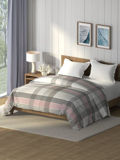 Super Soft 100% Cotton Fabric Comforter For All Weather <small> (stripe-red/grey)</small>