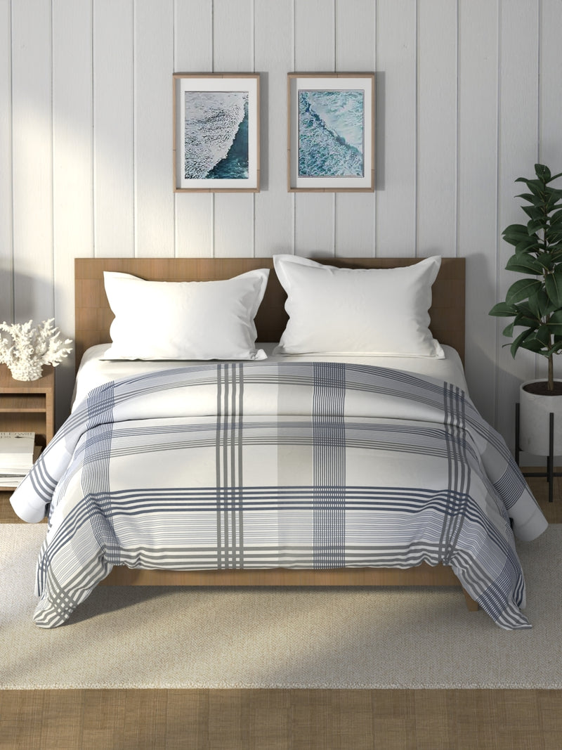 Super Soft 100% Cotton Fabric Comforter For All Weather <small> (stripe-blue)</small>