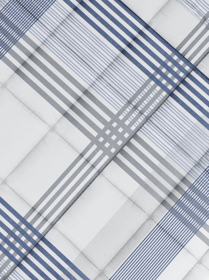 Super Soft 100% Cotton Fabric Comforter For All Weather <small> (stripe-blue)</small>