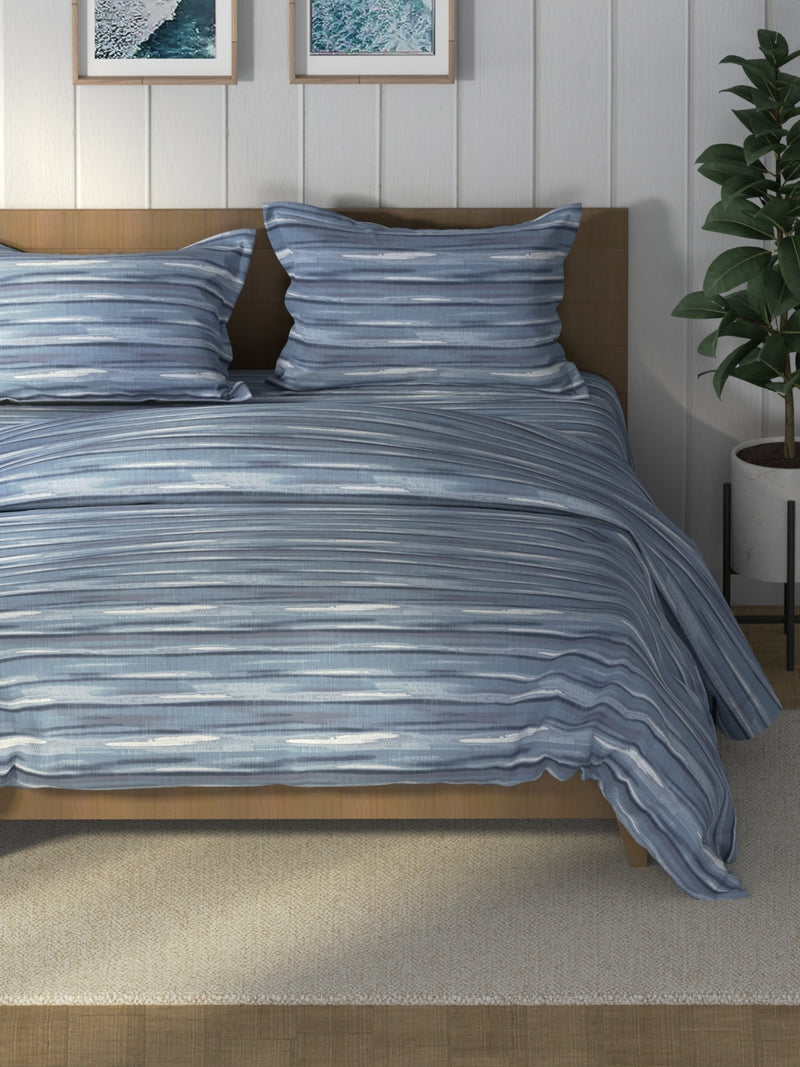 Super Soft 100% Cotton Double Comforter With 1 King Bedsheet And 2 Pillow Covers For All Weather <small> (abstract-indigo)</small>