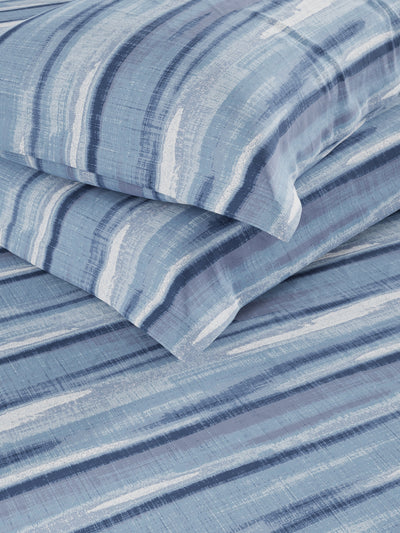 Super Soft 100% Cotton Double Comforter With 1 King Bedsheet And 2 Pillow Covers For All Weather <small> (abstract-indigo)</small>