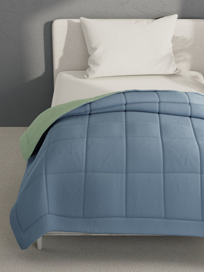 Air Cool Microfiber Reversible Comforter For All Weather <small> (solid-jeanblue/olive)</small>