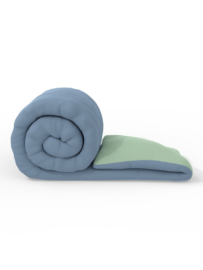 Air Cool Microfiber Reversible Comforter For All Weather <small> (solid-jeanblue/olive)</small>