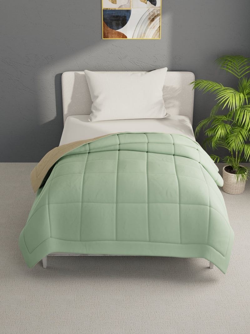 Air Cool Microfiber Reversible Comforter For All Weather <small> (solid-olive/pearl)</small>