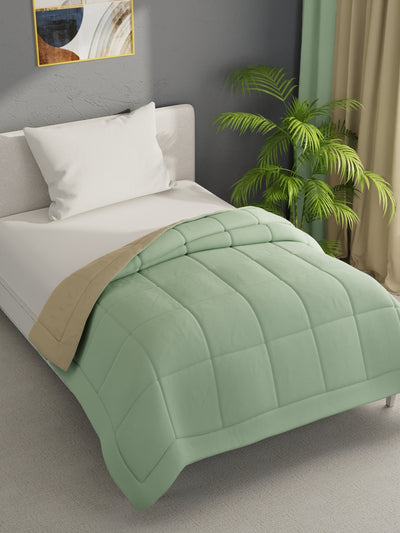 Air Cool Microfiber Reversible Comforter For All Weather <small> (solid-olive/pearl)</small>