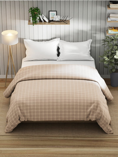 Super Fine 100% Egyptian Satin Cotton Comforter For All Weather <small> (checks-cream)</small>