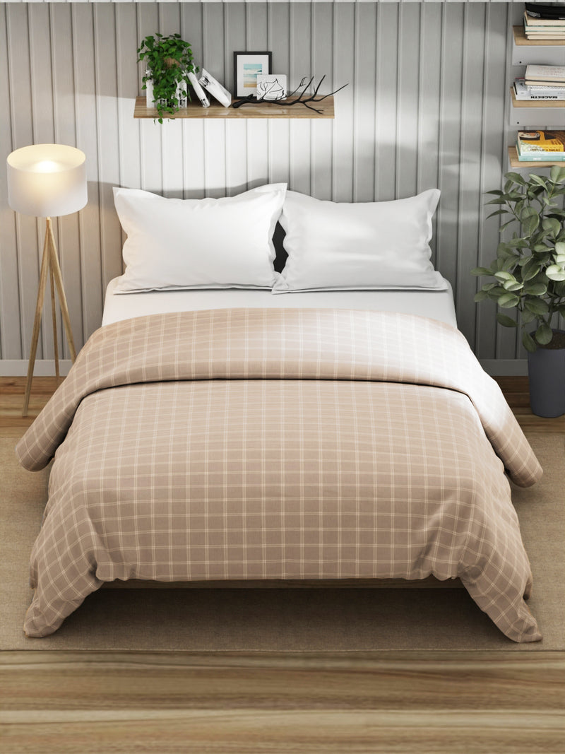 Super Fine 100% Egyptian Satin Cotton Comforter For All Weather <small> (checks-cream)</small>