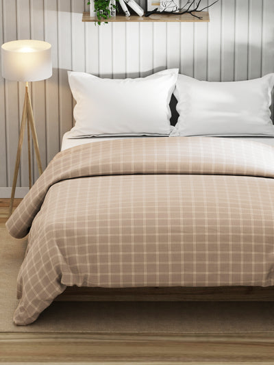 Super Fine 100% Egyptian Satin Cotton Comforter For All Weather <small> (checks-cream)</small>