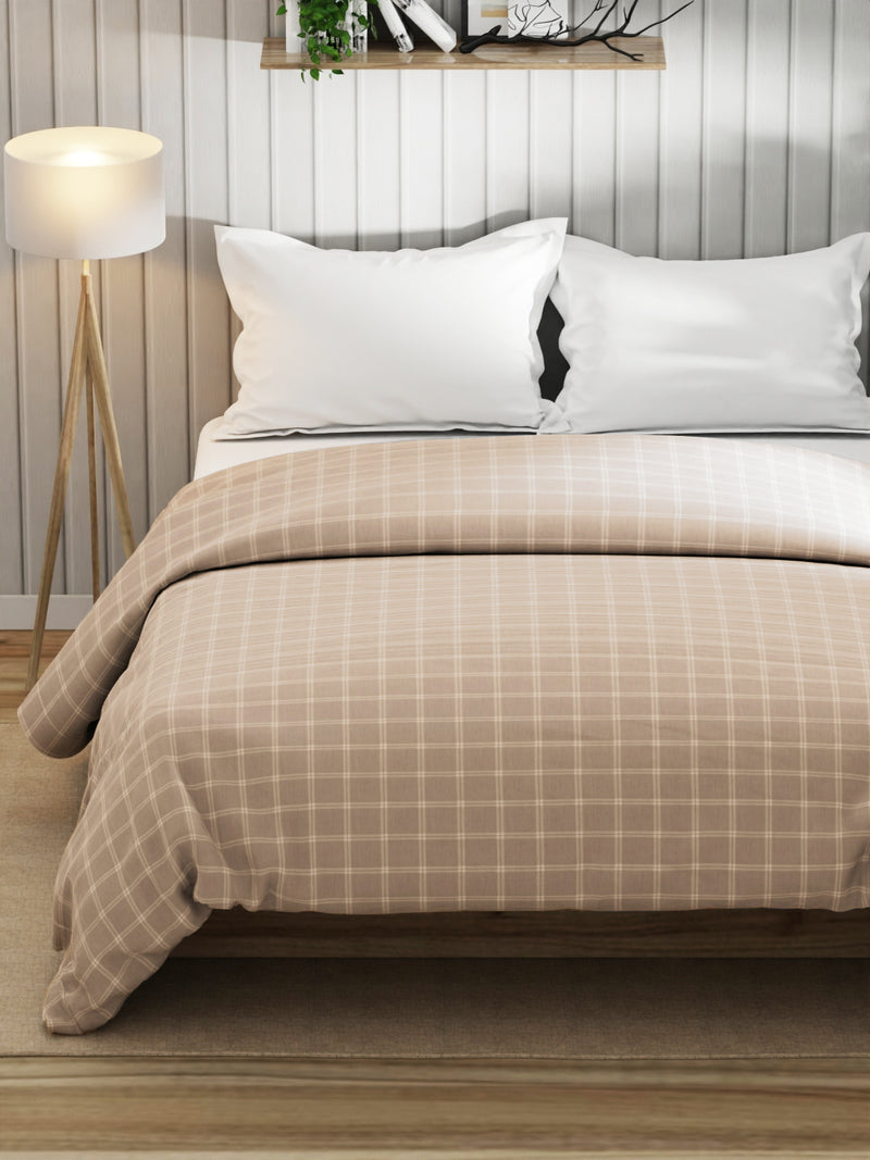 Super Fine 100% Egyptian Satin Cotton Comforter For All Weather <small> (checks-cream)</small>