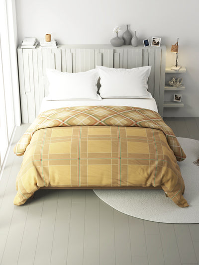 100% Premium Cotton Fabric Comforter For All Weather <small> (checks-sand/multi)</small>