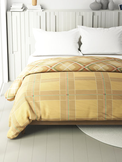 100% Premium Cotton Fabric Comforter For All Weather <small> (checks-sand/multi)</small>