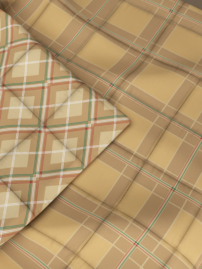 100% Premium Cotton Fabric Comforter For All Weather <small> (checks-sand/multi)</small>