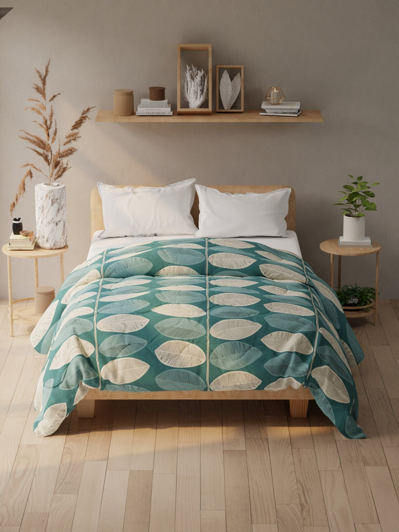 Super Soft Microfiber Double Comforter For All Weather <small> (floral-teal)</small>