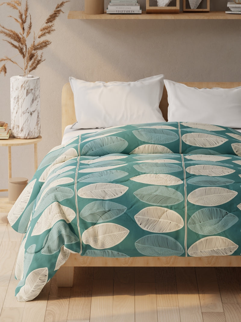 Super Soft Microfiber Double Comforter For All Weather <small> (floral-teal)</small>