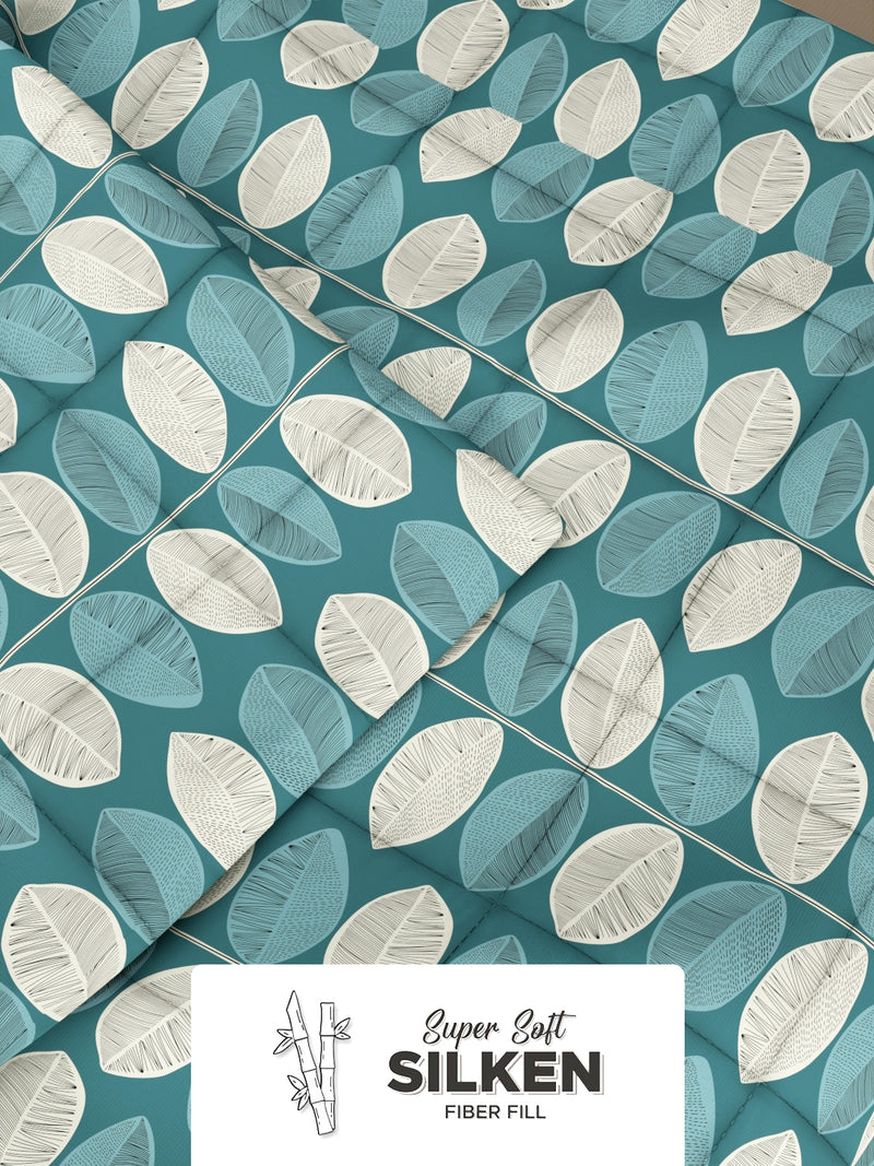 Super Soft Microfiber Double Comforter For All Weather <small> (floral-teal)</small>