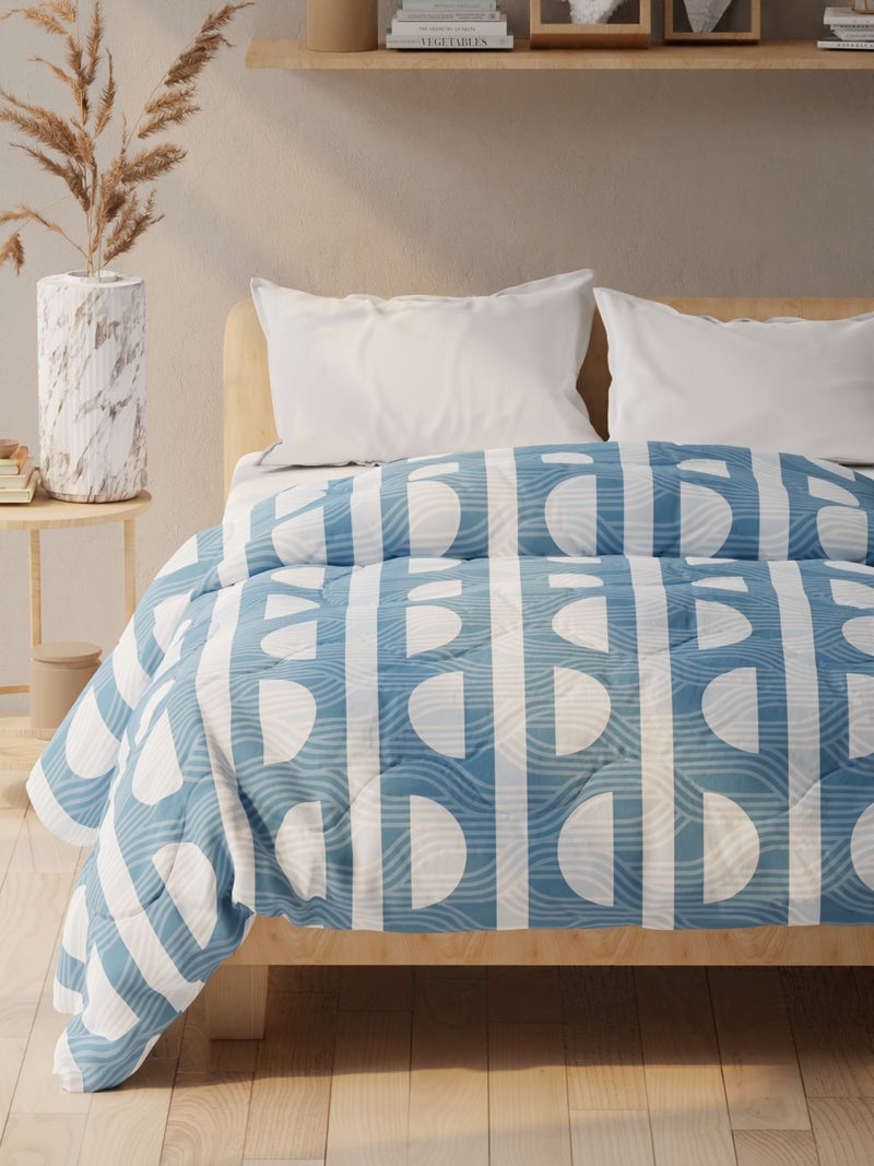 Super Soft Microfiber Double Comforter For All Weather <small> (geometric-blue/grey)</small>