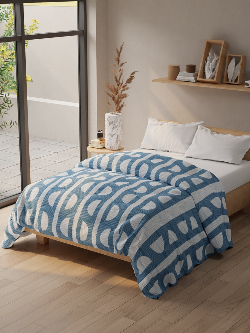 Super Soft Microfiber Double Comforter For All Weather <small> (geometric-blue/grey)</small>