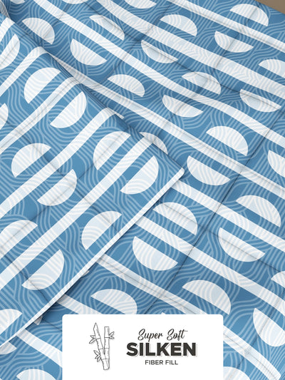 Super Soft Microfiber Double Comforter For All Weather <small> (geometric-blue/grey)</small>