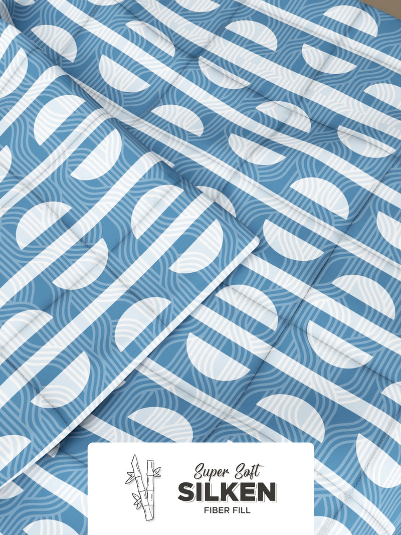 Super Soft Microfiber Double Comforter For All Weather <small> (geometric-blue/grey)</small>