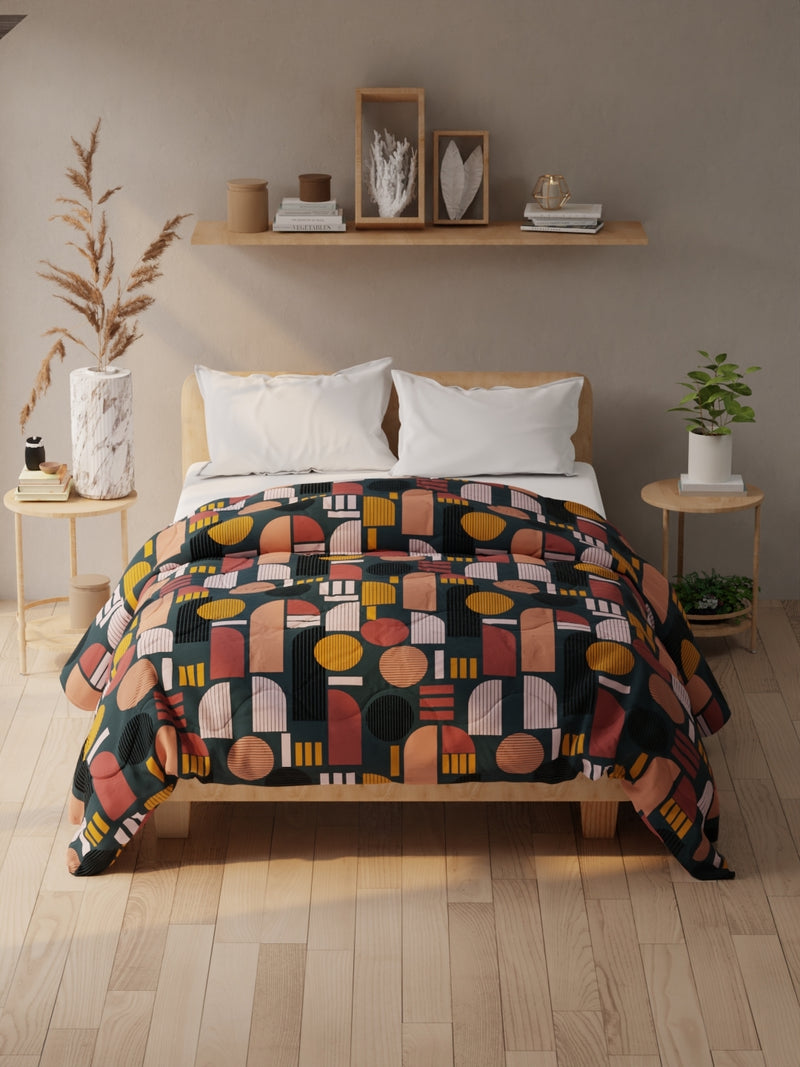 Super Soft Microfiber Double Comforter For All Weather <small> (geometric-orange/multi)</small>