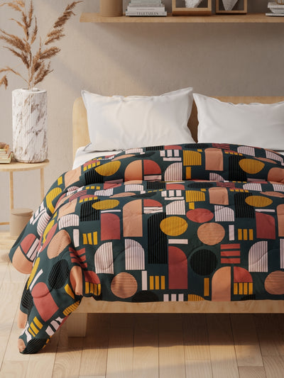 Super Soft Microfiber Double Comforter For All Weather <small> (geometric-orange/multi)</small>