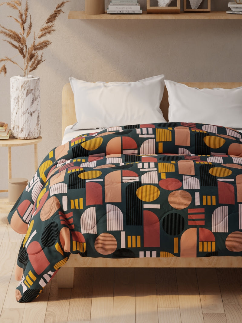 Super Soft Microfiber Double Comforter For All Weather <small> (geometric-orange/multi)</small>