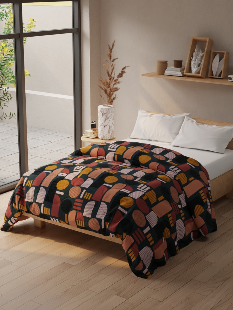 Super Soft Microfiber Double Comforter For All Weather <small> (geometric-orange/multi)</small>