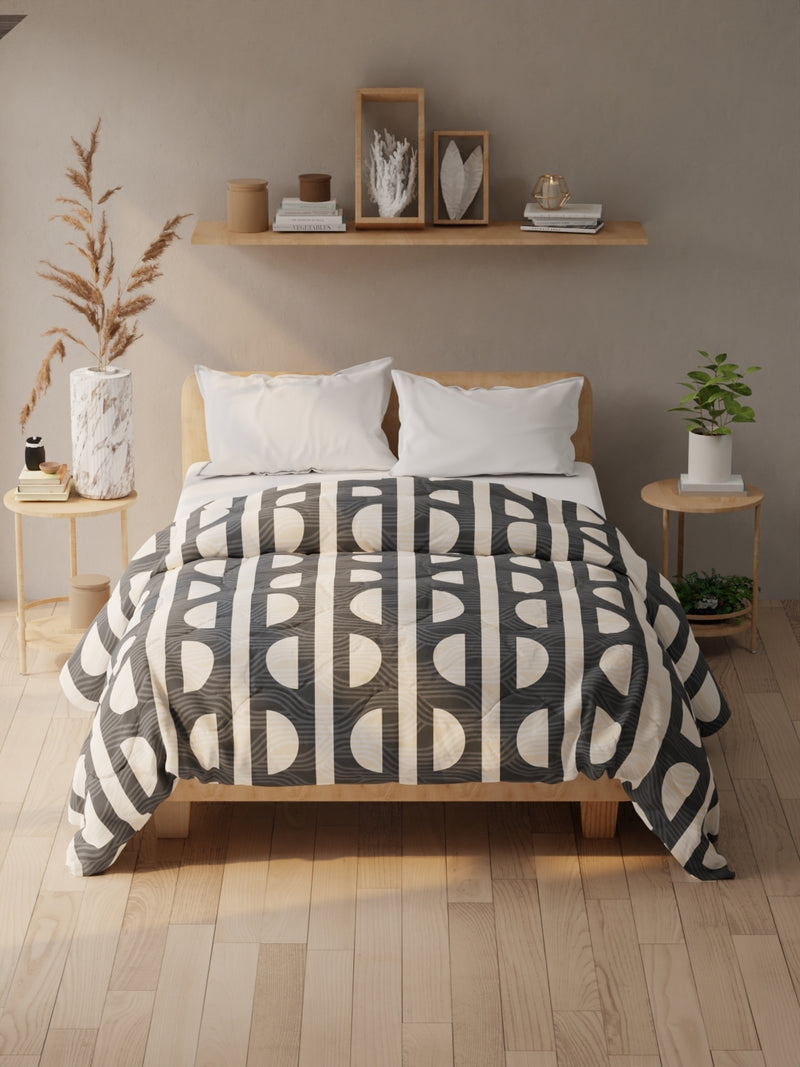 Super Soft Microfiber Double Comforter For All Weather <small> (geometric-charcoal)</small>