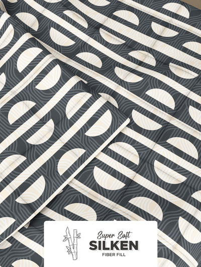 Super Soft Microfiber Double Comforter For All Weather <small> (geometric-charcoal)</small>