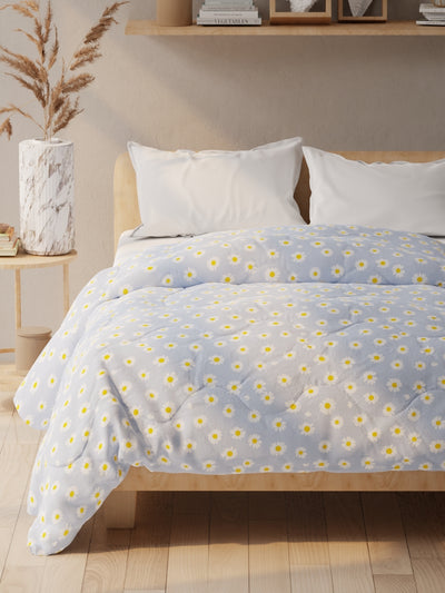 Super Soft Microfiber Double Comforter For All Weather <small> (floral-blue/yellow)</small>