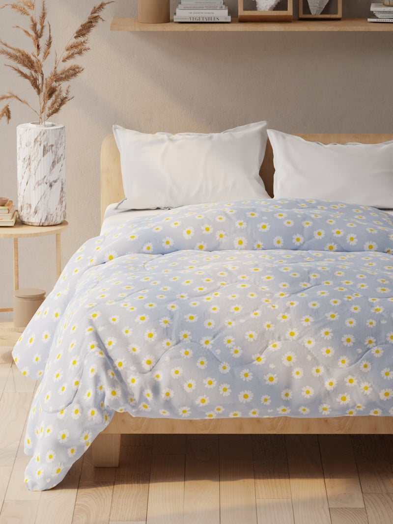 Super Soft Microfiber Double Comforter For All Weather <small> (floral-blue/yellow)</small>