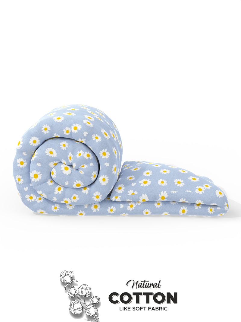 Super Soft Microfiber Double Comforter For All Weather <small> (floral-blue/yellow)</small>