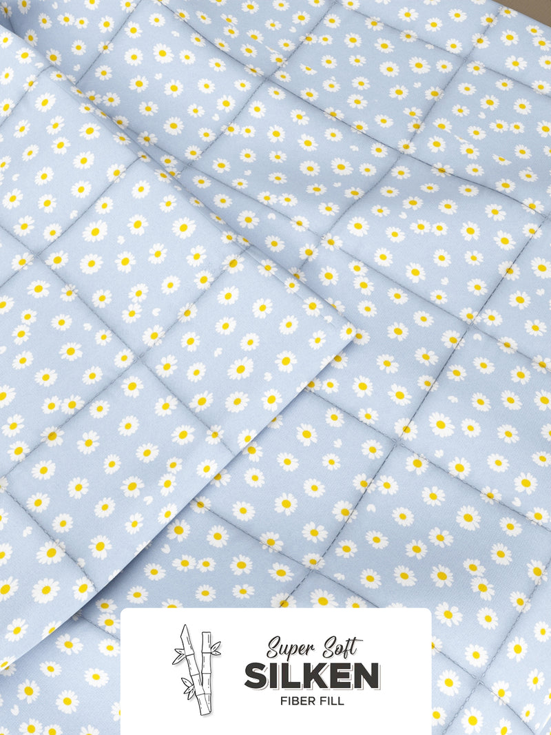 Super Soft Microfiber Double Comforter For All Weather <small> (floral-blue/yellow)</small>