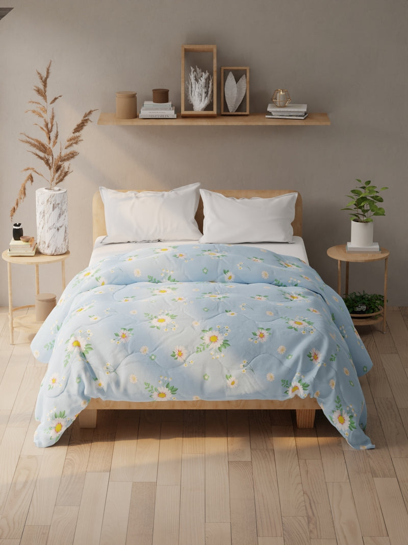 Super Soft Microfiber Double Comforter For All Weather <small> (floral-blue/multi)</small>