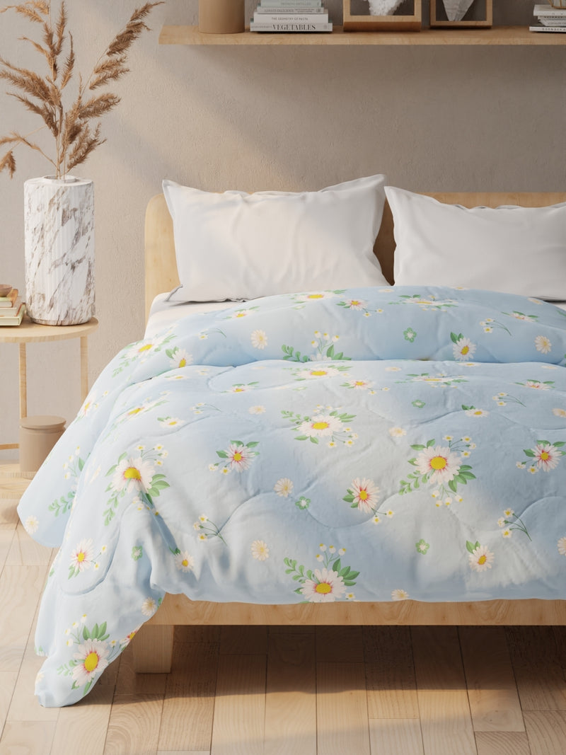 Super Soft Microfiber Double Comforter For All Weather <small> (floral-blue/multi)</small>