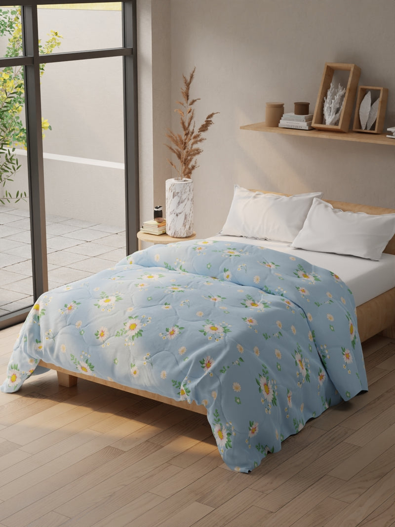 Super Soft Microfiber Double Comforter For All Weather <small> (floral-blue/multi)</small>