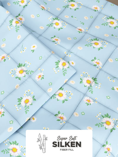 Super Soft Microfiber Double Comforter For All Weather <small> (floral-blue/multi)</small>