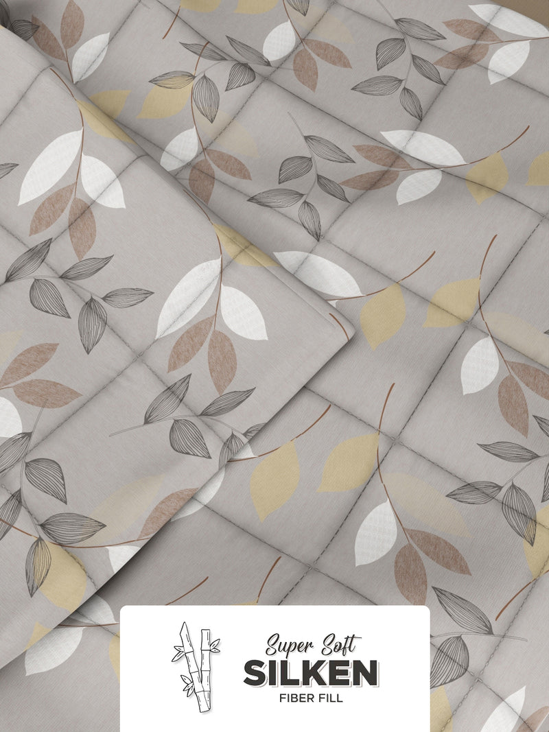 Super Soft Microfiber Double Comforter For All Weather <small> (floral-grey)</small>