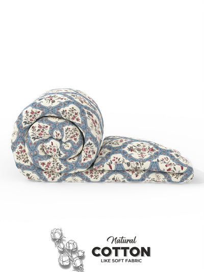 Super Soft Microfiber Double Comforter For All Weather <small> (floral-blue/multi)</small>