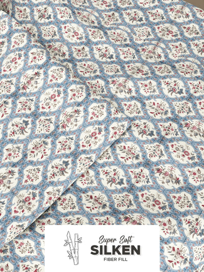 Super Soft Microfiber Double Comforter For All Weather <small> (floral-blue/multi)</small>