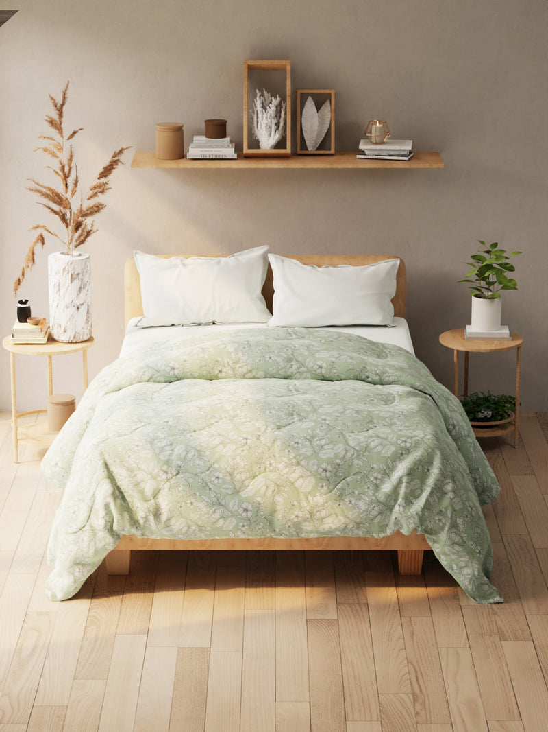 Super Soft Microfiber Double Comforter For All Weather <small> (floral-pistachio)</small>