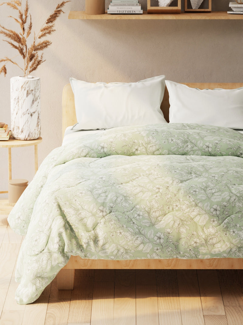 Super Soft Microfiber Double Comforter For All Weather <small> (floral-pistachio)</small>