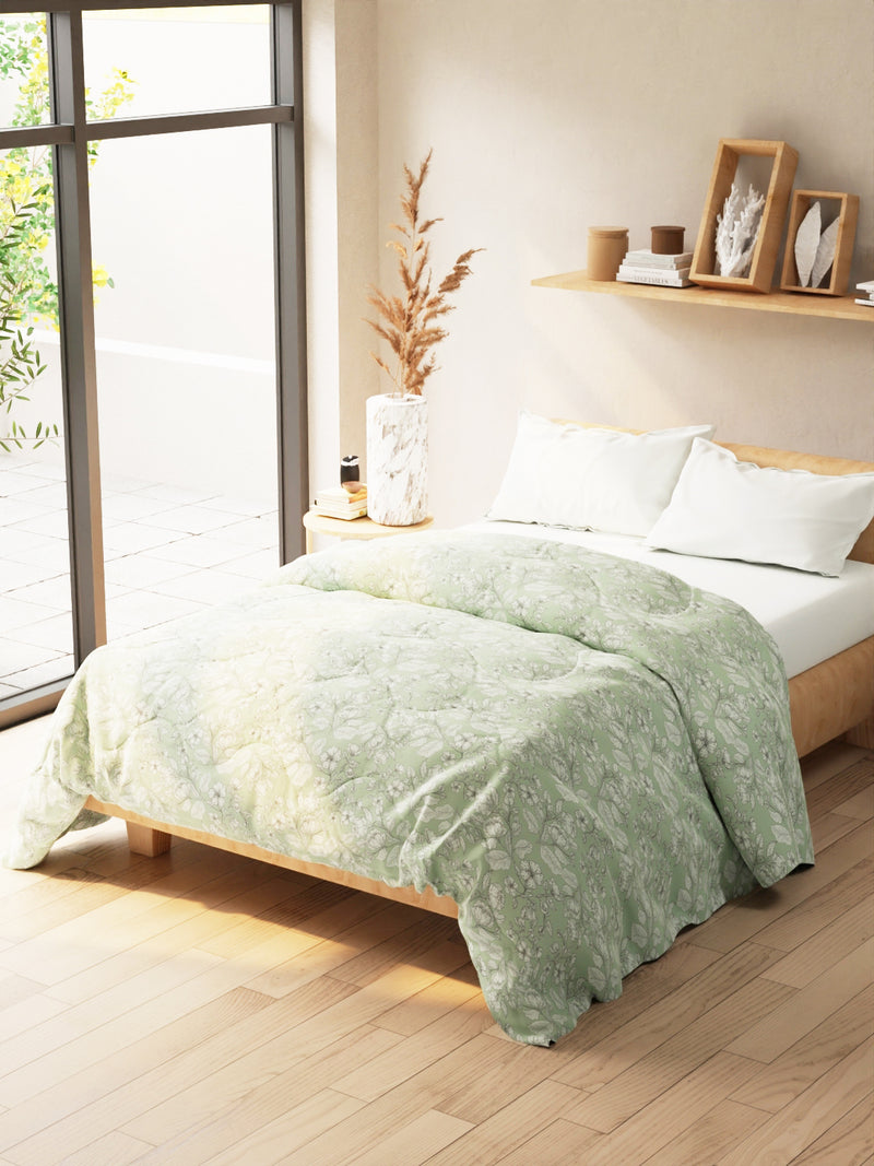 Super Soft Microfiber Double Comforter For All Weather <small> (floral-pistachio)</small>
