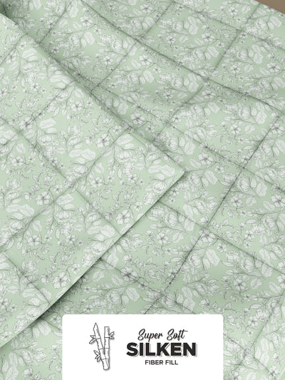 Super Soft Microfiber Double Comforter For All Weather <small> (floral-pistachio)</small>
