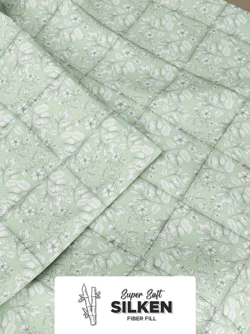 Super Soft Microfiber Double Comforter For All Weather <small> (floral-pistachio)</small>