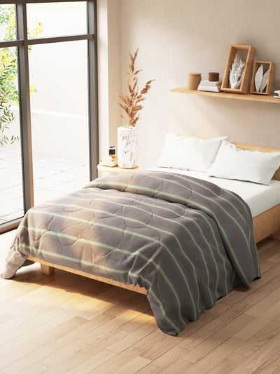 Super Soft Microfiber Double Comforter For All Weather <small> (stripe-grey/pistachio)</small>