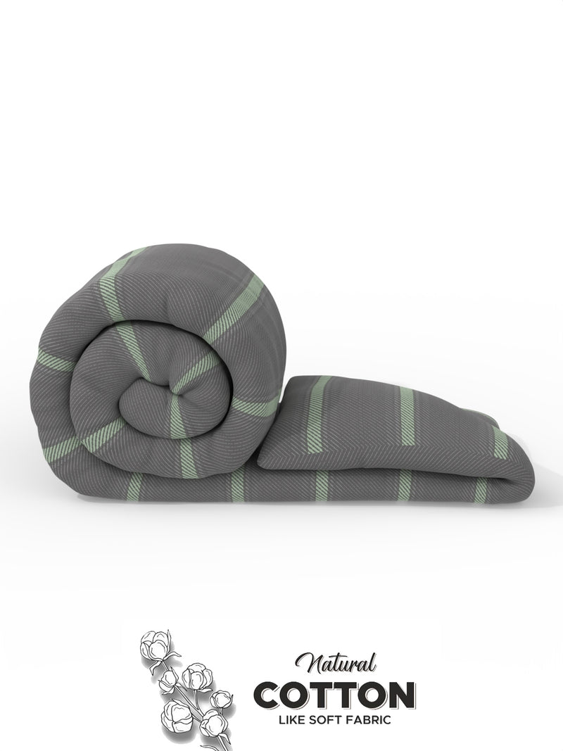 Super Soft Microfiber Double Comforter For All Weather <small> (stripe-grey/pistachio)</small>