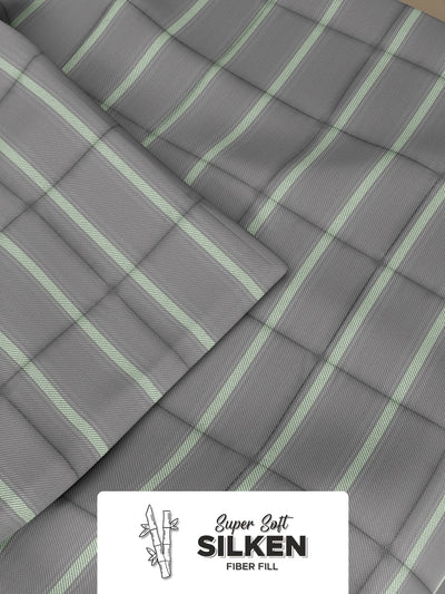 Super Soft Microfiber Double Comforter For All Weather <small> (stripe-grey/pistachio)</small>