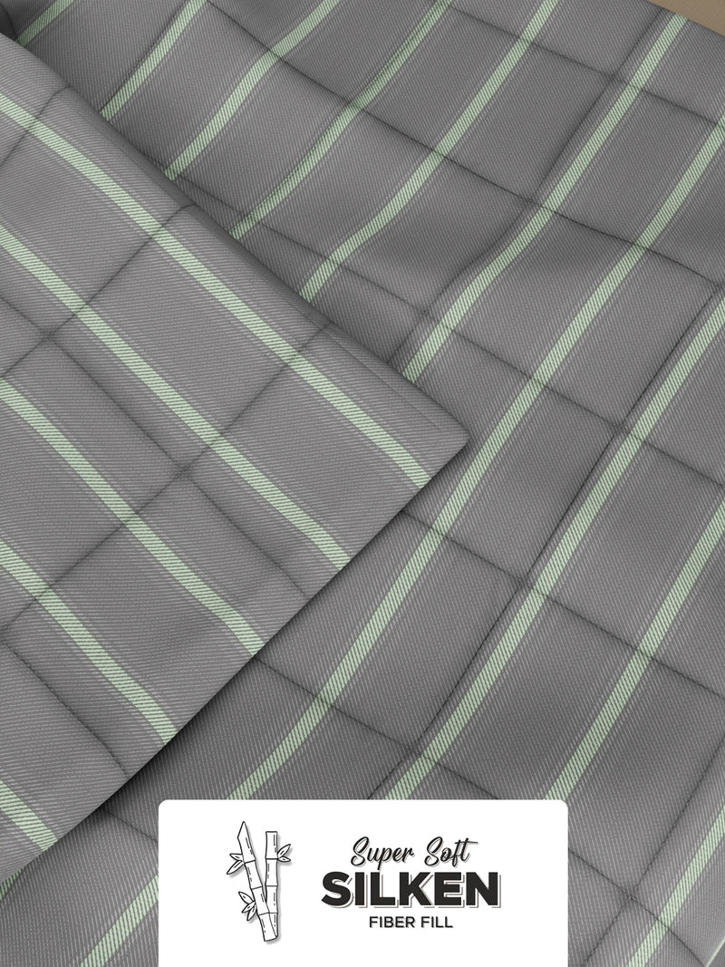 Super Soft Microfiber Double Comforter For All Weather <small> (stripe-grey/pistachio)</small>
